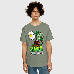 Футболка оверсайз мужская Plants vs Zombies рука зомби, цвет: авокадо — фото 2