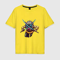 Мужская футболка оверсайз Иноске Хашибира с мечами Клинок рассекающий демоно