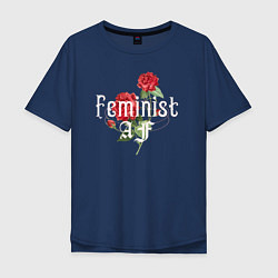 Футболка оверсайз мужская Feminist AF, цвет: тёмно-синий