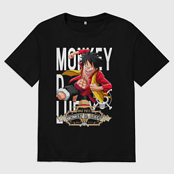 Футболка оверсайз мужская One Piece Monkey Большой Куш Манки, цвет: черный