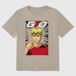 Футболка оверсайз мужская Eikichi finger, цвет: миндальный