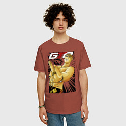 Футболка оверсайз мужская Onizuka fuck pow, цвет: кирпичный — фото 2