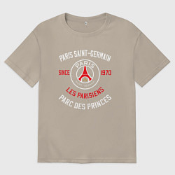 Футболка оверсайз мужская PARIS SAINT - GERMAIN ПСЖ ФУТБОЛ, цвет: миндальный