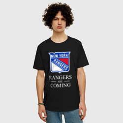 Футболка оверсайз мужская Rangers are coming, Нью Йорк Рейнджерс, New York R, цвет: черный — фото 2