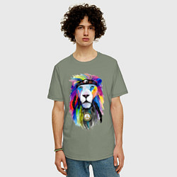 Футболка оверсайз мужская Color lion! Neon!, цвет: авокадо — фото 2