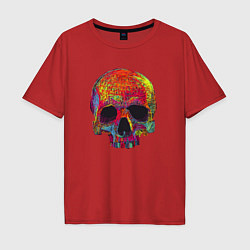 Футболка оверсайз мужская Cool color skull, цвет: красный