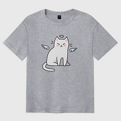 Футболка оверсайз мужская КОТИК АНГЕЛ CAT ANGEL, цвет: меланж
