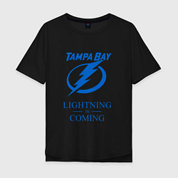 Футболка оверсайз мужская Tampa Bay Lightning is coming, Тампа Бэй Лайтнинг, цвет: черный