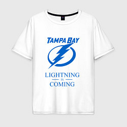 Футболка оверсайз мужская Tampa Bay Lightning is coming, Тампа Бэй Лайтнинг, цвет: белый