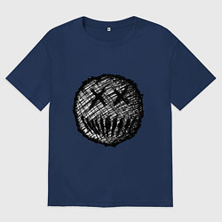 Футболка оверсайз мужская Жуткая рожица пиксельная, цвет: тёмно-синий