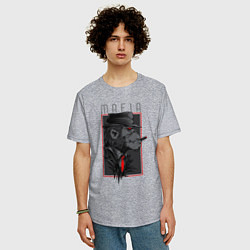 Футболка оверсайз мужская Обезьяна мафиози, цвет: меланж — фото 2