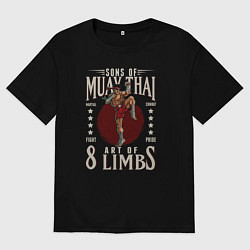 Футболка оверсайз мужская Сыновья Муай Тай искусство 8 конечностей, цвет: черный