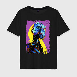 Мужская футболка оверсайз Cyber fashion skull 2028
