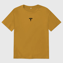 Мужская футболка оверсайз TESLA BLACK LOGO МИНИМАЛИЗМ