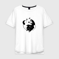 Футболка оверсайз мужская Yin Yang Black And White Cats, цвет: белый