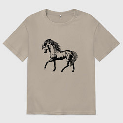 Футболка оверсайз мужская Мустанг Лошадь, цвет: миндальный
