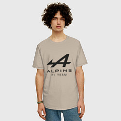 Футболка оверсайз мужская Alpine F1 team Black Logo, цвет: миндальный — фото 2