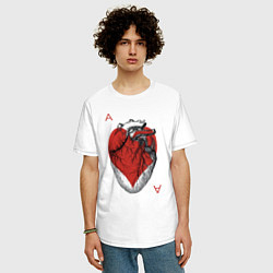 Футболка оверсайз мужская Черви огромное сердце, цвет: белый — фото 2