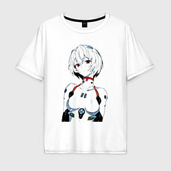 Футболка оверсайз мужская Рей Аянами Rei Ayanami Ева Евангелион, цвет: белый