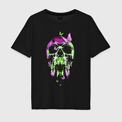 Мужская футболка оверсайз Skull & Butterfly Neon