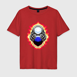 Мужская футболка оверсайз Космонавт над планетой