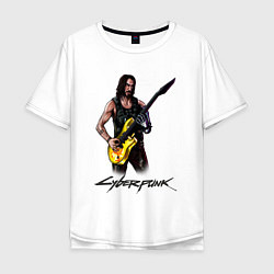 Мужская футболка оверсайз Cyberpunk 2077 Johnny гитарист