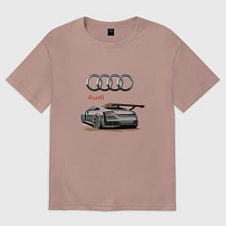 Футболка оверсайз мужская Audi Racing team, цвет: пыльно-розовый