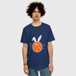 Футболка оверсайз мужская Basketball Bunny, цвет: тёмно-синий — фото 2