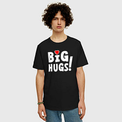 Футболка оверсайз мужская Big hugs! Крепкие объятия!, цвет: черный — фото 2