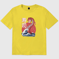 Футболка оверсайз мужская Kraken Kawaii Sushi, цвет: желтый
