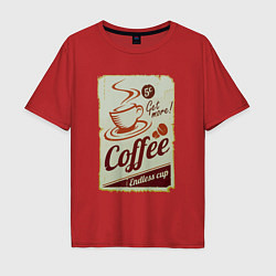 Футболка оверсайз мужская Coffee Cup Retro, цвет: красный