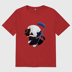 Мужская футболка оверсайз Синдзи Икари на стуле