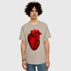 Футболка оверсайз мужская Сердце анатомическое, цвет: миндальный — фото 2