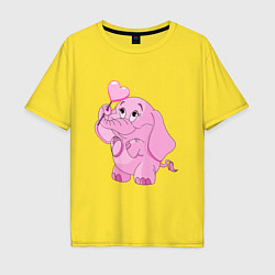 Футболка оверсайз мужская Розовый слонёнок, цвет: желтый