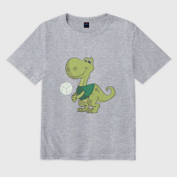 Футболка оверсайз мужская Volleyball Dinosaur, цвет: меланж