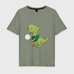Футболка оверсайз мужская Volleyball Dinosaur, цвет: авокадо