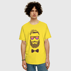 Футболка оверсайз мужская Мужчина с бородой и в очках, цвет: желтый — фото 2