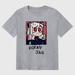 Футболка оверсайз мужская HELLTAKER HORNY JAIL, цвет: меланж
