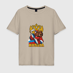 Мужская футболка оверсайз Хоккей - Russia