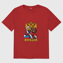 Мужская футболка оверсайз Хоккей - Russia