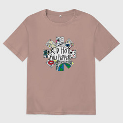 Футболка оверсайз мужская RHCP - Really High & Crazy People, цвет: пыльно-розовый