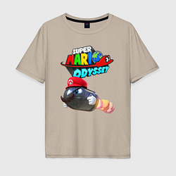 Футболка оверсайз мужская Super Mario Odyssey Bullet Bill Nintendo, цвет: миндальный