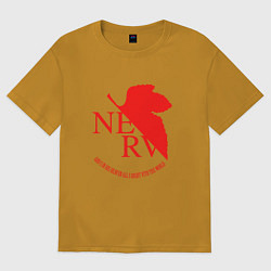 Футболка оверсайз мужская Nerv в Neon Genesis Evangelion, цвет: горчичный