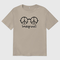 Мужская футболка оверсайз Очки Джона Леннона Imagine