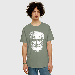 Футболка оверсайз мужская Аристотель портрет, цвет: авокадо — фото 2