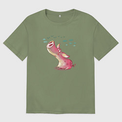 Мужская футболка оверсайз Мечтающий поросенок