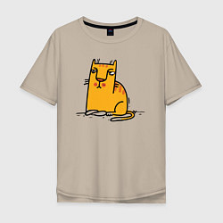 Футболка оверсайз мужская Желтый котик, цвет: миндальный