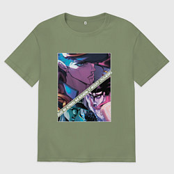 Футболка оверсайз мужская Джотаро Куджо из ДжоДжо, цвет: авокадо