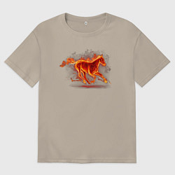 Мужская футболка оверсайз Fire horse огненная лошадь