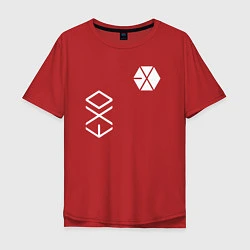 Футболка оверсайз мужская Логотип группы exo, цвет: красный